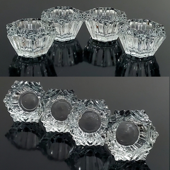 5pc "Prism" Crystal (4) Votive Holders & (1) 6" Crystal Bowl/Pillar🕯 Holder - Picture 2 of 16